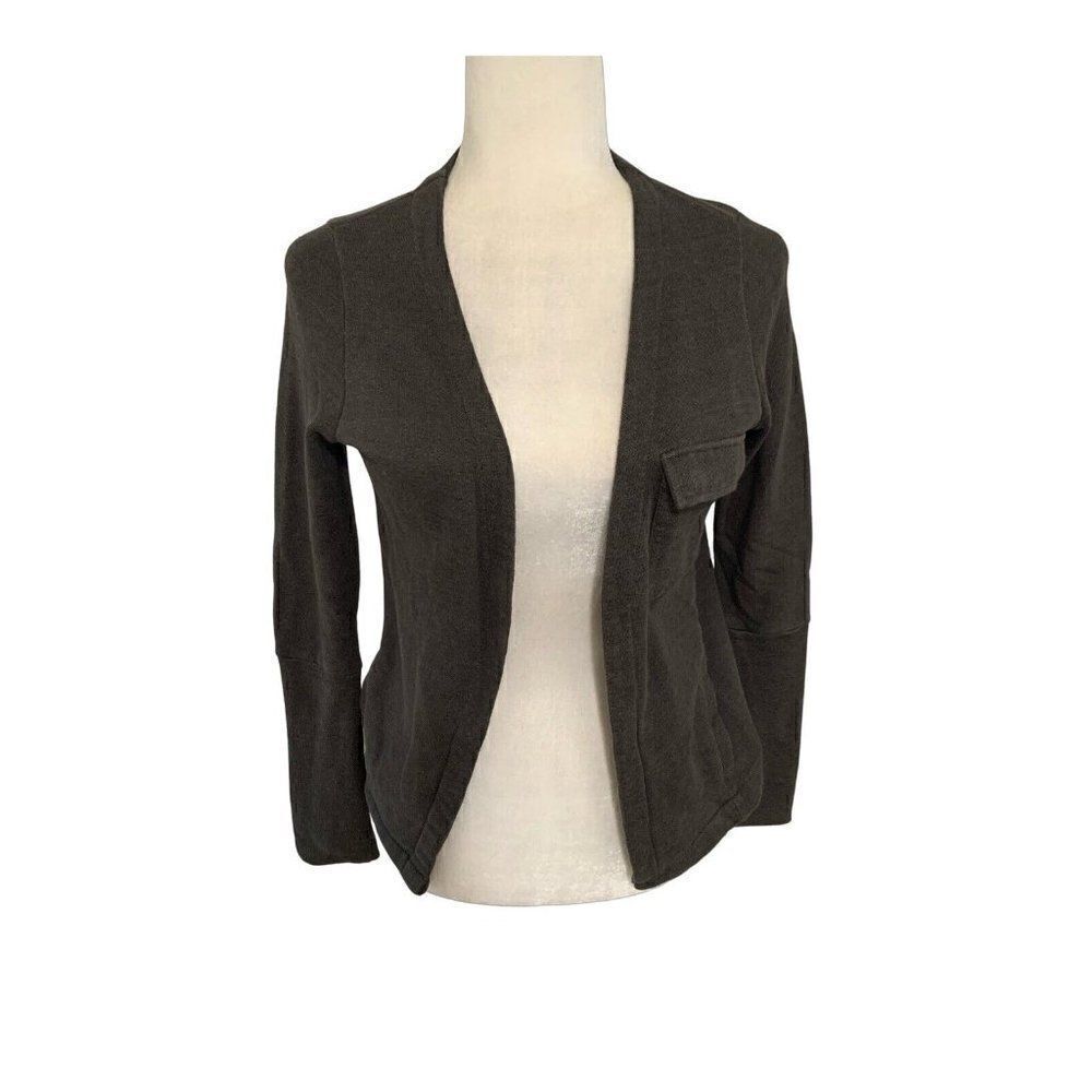 chaser womens solid charcoal gray long sleeve sweater jacket small